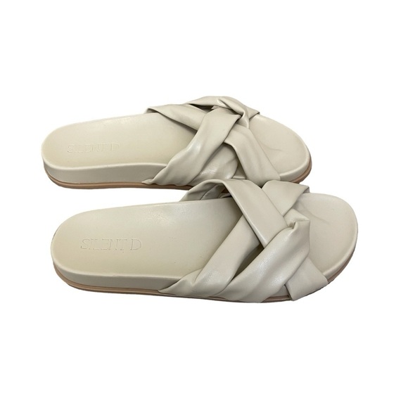 Anthropologie Silent D Cream Helena Slip On Flat Strap Sandals Size 40/9-9.5 - Picture 3 of 9